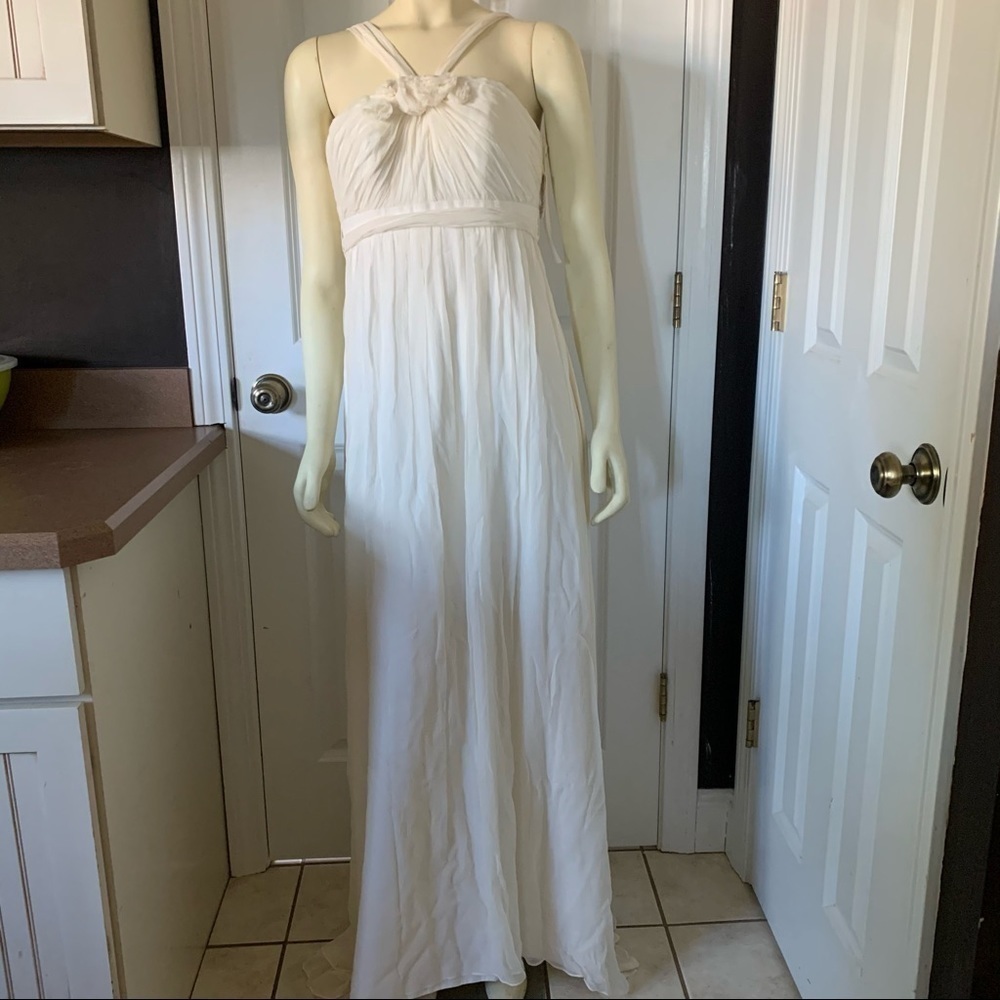 𝅺NWT Stunning Priscilla of Boston Cream Halter Wedding Dress Size 2